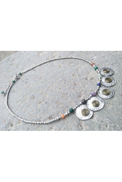Silver Plated Two Toned Coin Necklace For Women Silver Plated Two Toned Coin Necklace For Women